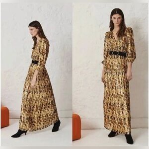 ba&sh Yellow and Brown Printed Maxi Dress